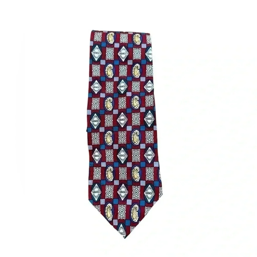 TABASCO Tie 100% Silk Necktie Made In USA Hot Pepper Sauce